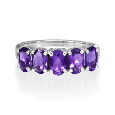 9Ct. Gold Amethyst and Diamond Ring