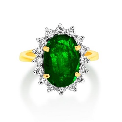 emerald ring 4.5ct. set with diamond in cluster ring smallest Image