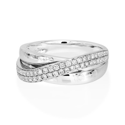 0.37ct. diamond ring set with diamond in crossover ring smallest Image