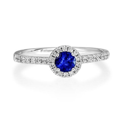 sapphire ring 0.33ct. set with diamond in cluster ring smallest Image