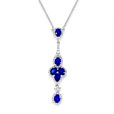 sapphire necklace 1.23ct. set with diamond in cluster necklace smallest Image
