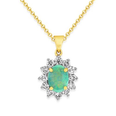 opal pendant 0.57ct. set with diamond in cluster pendant smallest Image