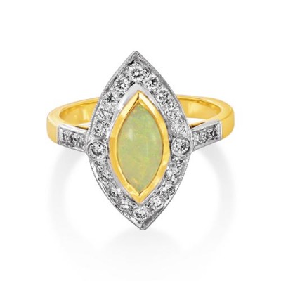 opal ring 0.5ct. set with diamond in cluster ring smallest Image
