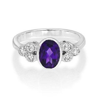 amethyst ring 0.96ct. set with diamond in seven stone ring smallest Image