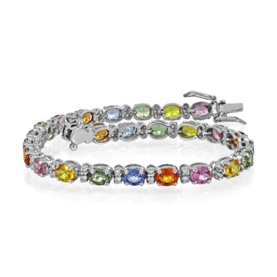 fancy sapphire bracelet 13.18ct. set with diamond in line bracelet smallest Image