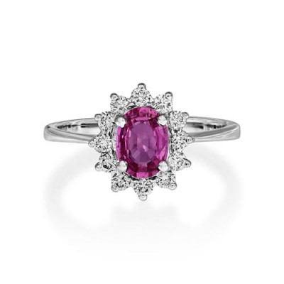 pink sapphire ring 0.89ct. set with diamond in cluster ring smallest Image