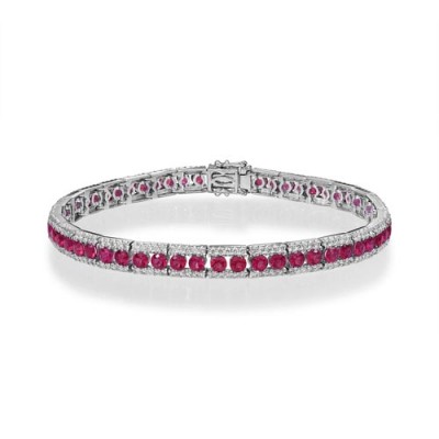 ruby bracelet 4.32ct. set with diamond in tennis bracelet smallest Image