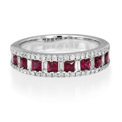 ruby ring 0.6ct. set with diamond in wide band ring smallest Image
