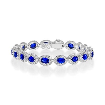 sapphire bracelet 8.4ct. set with diamond in cluster bracelet smallest Image