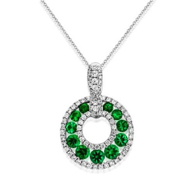 emerald pendant 0.55ct. set with diamond in circle pendant smallest Image