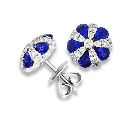 sapphire earrings 2.63ct. set with diamond in cluster earrings smallest Image