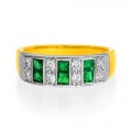 emerald ring 0.45ct. set with diamond in wide band ring smallest Image
