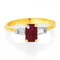 ruby ring 1.1ct. set with diamond in three stone ring smallest Image