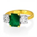 emerald ring 3.31ct. set with diamond in three stone ring smallest Image