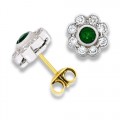 emerald earrings 0.5ct. set with diamond in cluster earrings smallest Image
