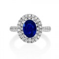sapphire ring 1.69ct. set with diamond in cluster ring smallest Image