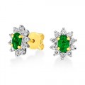 emerald earrings 0.84ct. set with diamond in cluster earrings smallest Image