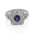 sapphire ring 1.08ct. set with diamond in vintage ring smallest Image