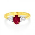 ruby ring 0.87ct. set with diamond in three stone ring smallest Image