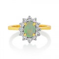 opal ring 0.46ct. set with diamond in cluster ring smallest Image