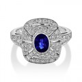sapphire ring 1.03ct. set with diamond in vintage ring smallest Image