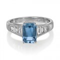 aquamarine ring 1.42ct. set with diamond in seven stone ring smallest Image