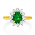 emerald ring 0.97ct. set with diamond in cluster ring smallest Image