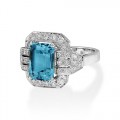 aquamarine ring 3.54ct. set with diamond in vintage ring smallest Image