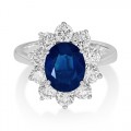 sapphire ring 2.53ct. set with diamond in cluster ring smallest Image