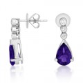 amethyst earrings 2.16ct. set with diamond in drop earrings smallest Image