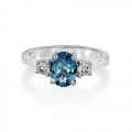 aquamarine ring 1.14ct. set with diamond in three stone ring smallest Image
