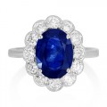 sapphire ring 2.75ct. set with diamond in cluster ring smallest Image