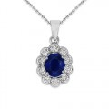 sapphire pendant 1.88ct. set with diamond in cluster pendant smallest Image