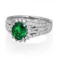emerald ring 1.31ct. set with diamond in cluster ring smallest Image