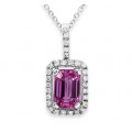 pink sapphire pendant 1.14ct. set with diamond in cluster pendant smallest Image