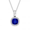 sapphire pendant 0.66ct. set with diamond in cluster pendant smallest Image