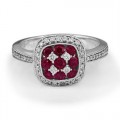 ruby ring 0.6ct. set with diamond in cluster ring smallest Image