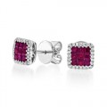 ruby earrings 0.76ct. set with diamond in cluster earrings smallest Image