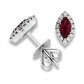ruby earrings 0.61ct. set with diamond in cluster earrings smallest Image