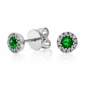 18ct. White Gold Emerald and Diamond Earrings