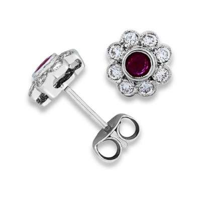 Nayum Ruby and diamond Earrings in 18Ct. White Gold