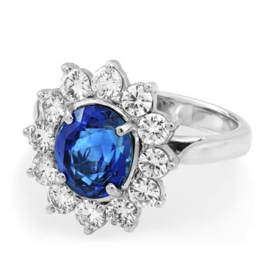 Nayum Sapphire and diamond Ring in 18Ct. White Gold