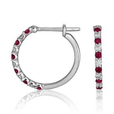 Nayum Ruby and diamond Earrings in 18Ct. White Gold