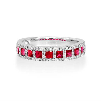 Nayum Ruby and diamond Ring in 18Ct. White Gold