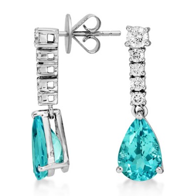 Nayum Aquamarine and diamond Earrings in 18Ct. White Gold