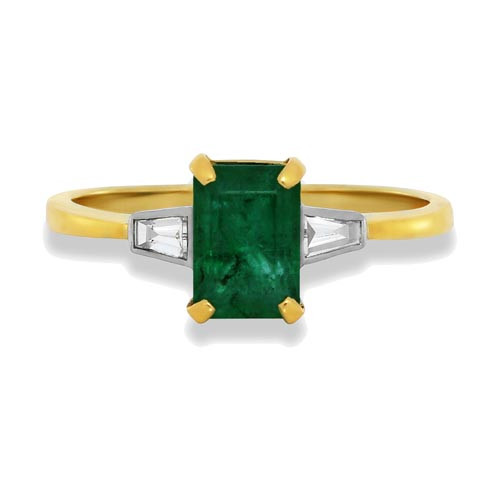 emerald ring 1.14ct. set with diamond in three stone ring smallest Image