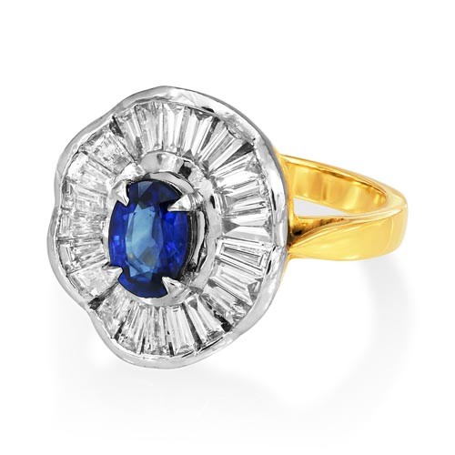 sapphire ring 0.85ct. set with diamond in cluster ring smallest Image