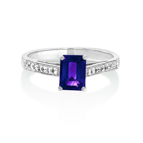amethyst ring 1ct. set with diamond in shoulder set ring smallest Image