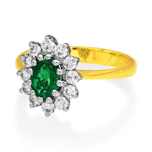 emerald ring 0.82ct. set with diamond in cluster ring smallest Image