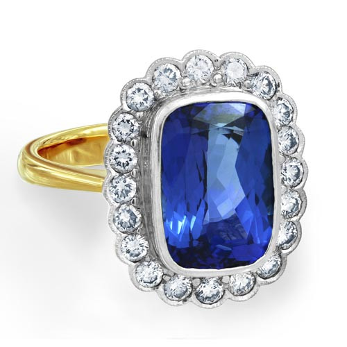 tanzanite ring 5.71ct. set with diamond in cluster ring smallest Image